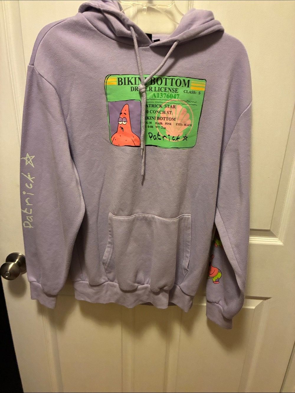 Nickelodeon SpongeBob Patrick Star Drivers License Lavender Hoodie Sweater/Med